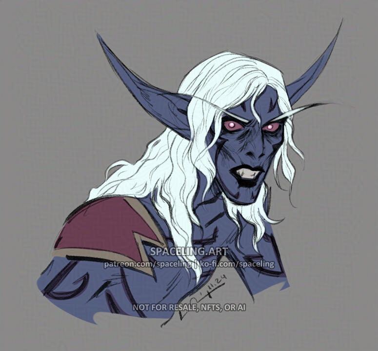 World of Warcraft fanart illustration of a withered nightborne.