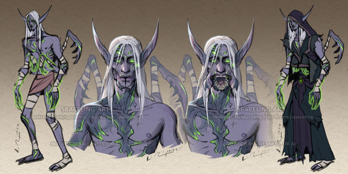 Concept art for a mutated spider-elf.
