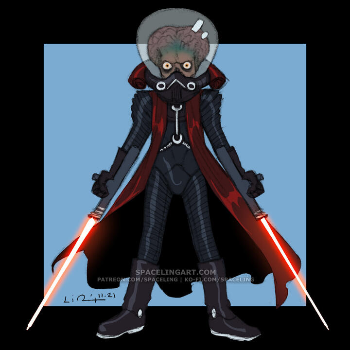 Illustration of a Mars Attacks alien as a Sith.